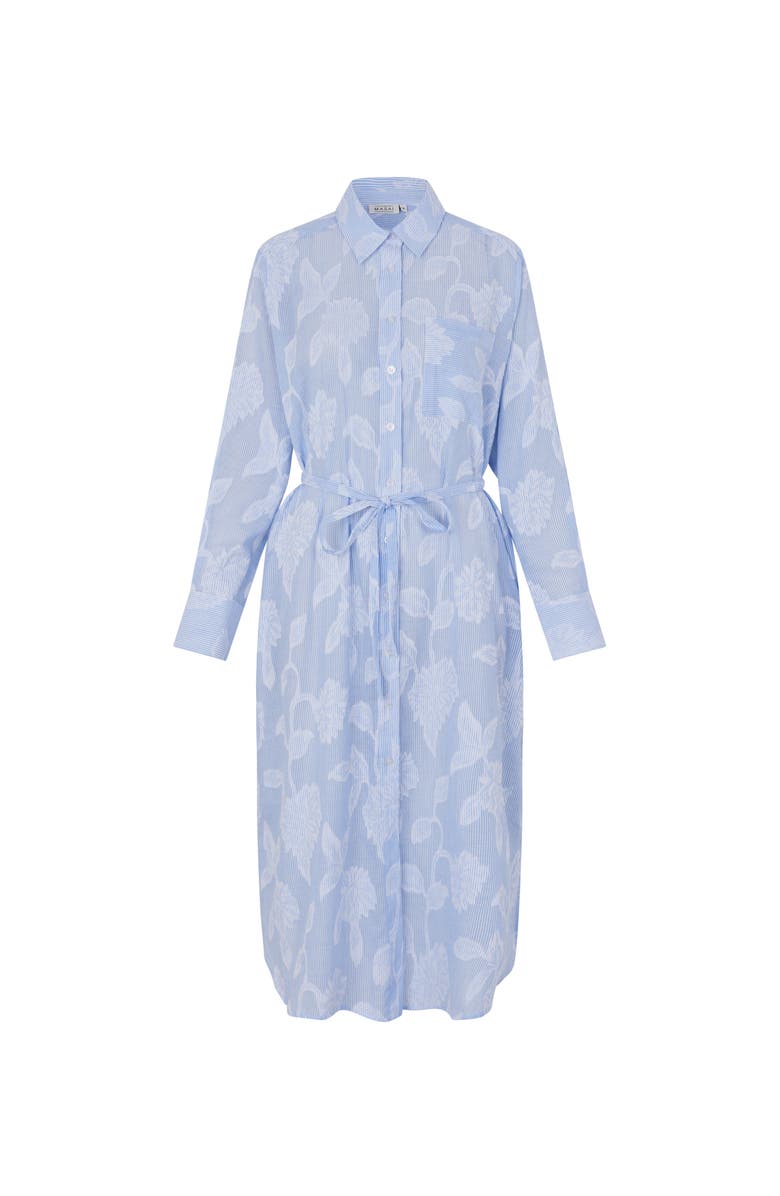 Masai Copenhagen MaNivalina Floral Print Midi Shirt Dress, Alternate, color, Placid Blue