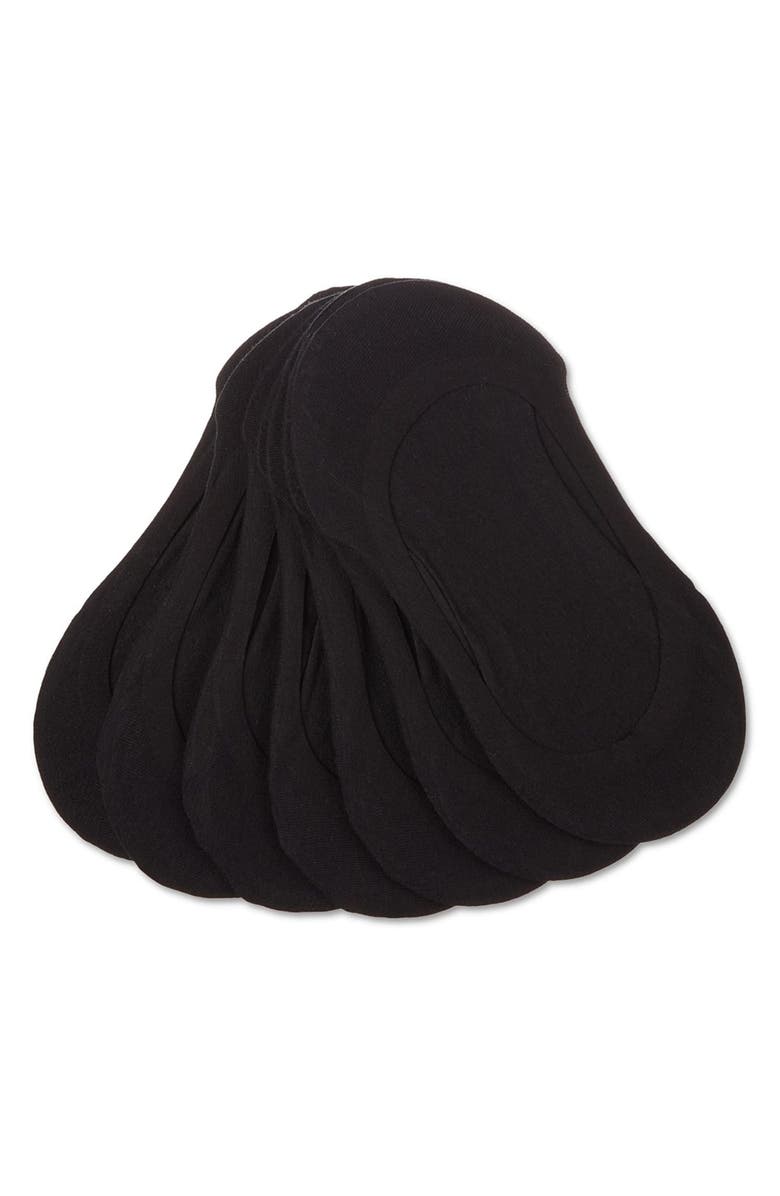 MeMoi Fine Edge 7-Pack Stretch Cotton Liner Socks, Alternate, color, Black