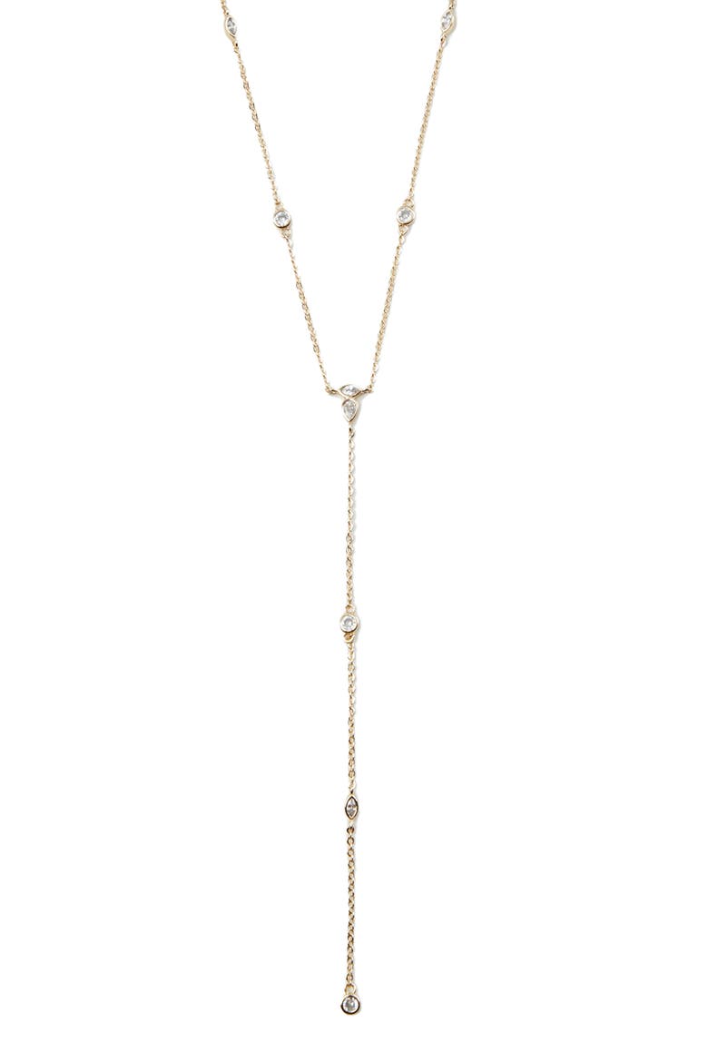 Cubic Zirconia Station Y-Necklace, Main, color, GOLD