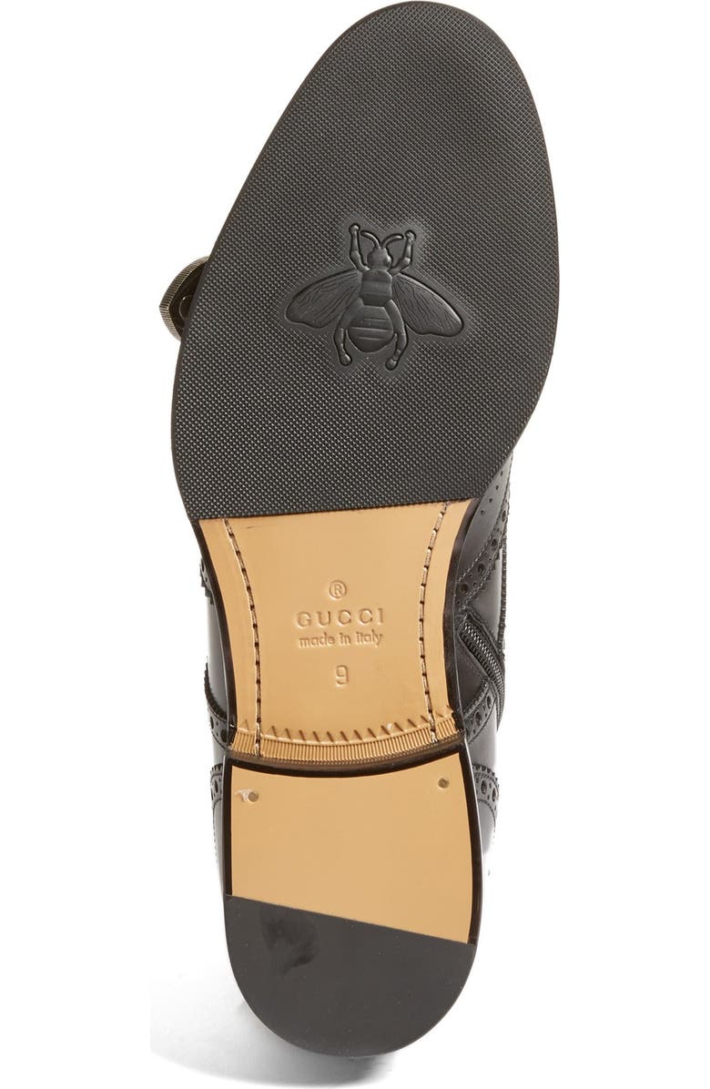 Gucci Queercore Buckle Strap Wingtip Boot, Alternate, color,