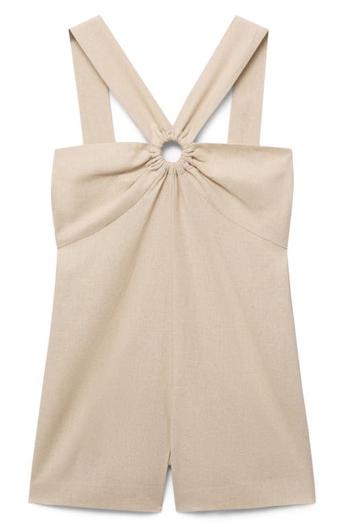 Mango Linen Jumpsuit With Hoop Detail Sand In Neutral