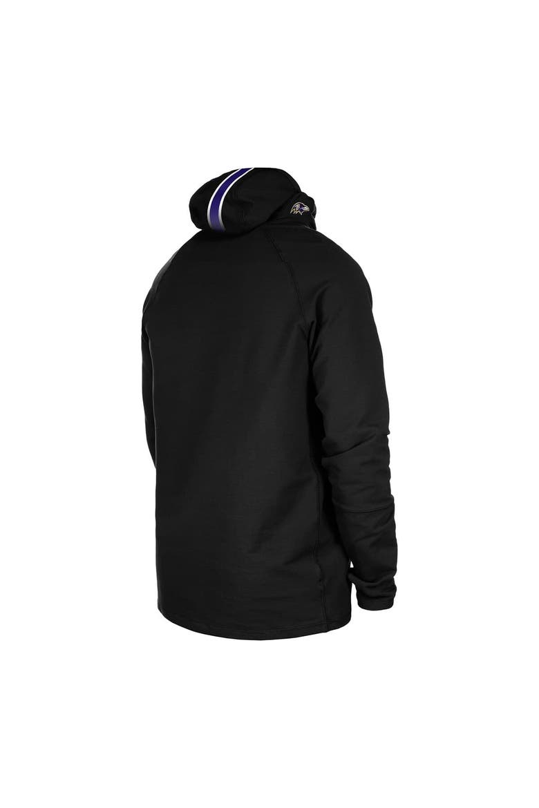 Men's New Era Black Baltimore Ravens Functional Fandom Balaclava Helmet Stripe Tri-Blend Hoodie, Alternate, color, Black