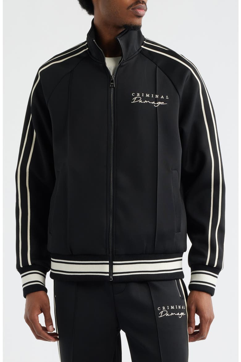 Dragon Embroidered Track Jacket, Alternate, color, BLACK/ ECRU