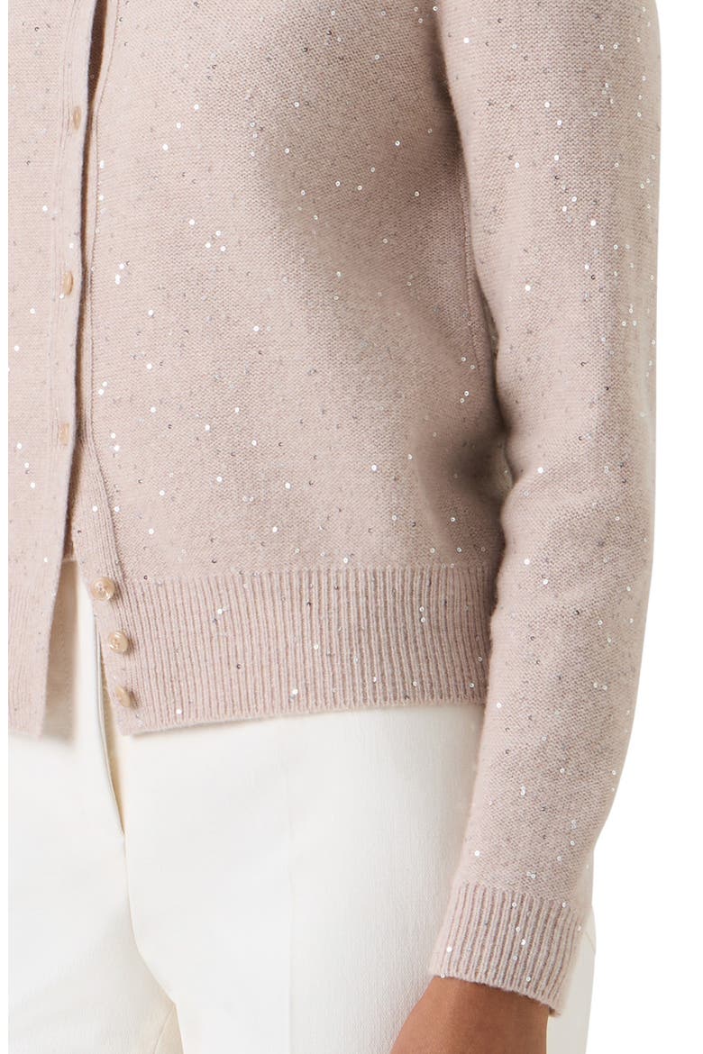 Sequin Virgin Wool & Cashmere Blend Cardigan, Alternate, color, BEIGE