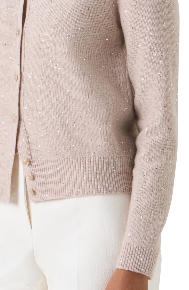 Akris Sequin Virgin Wool & Cashmere Blend Cardigan, Alternate, color, Beige