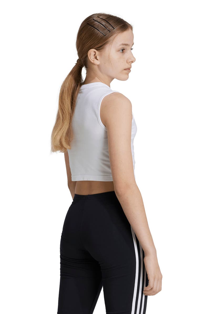 adidas Kids' 3-Stripes Crop Tank, Alternate, color, 