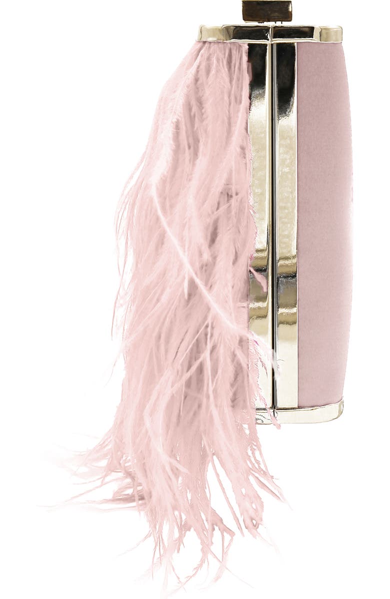 Olga Berg Ostrich Feather Embellished Clutch, Alternate, color, Blush