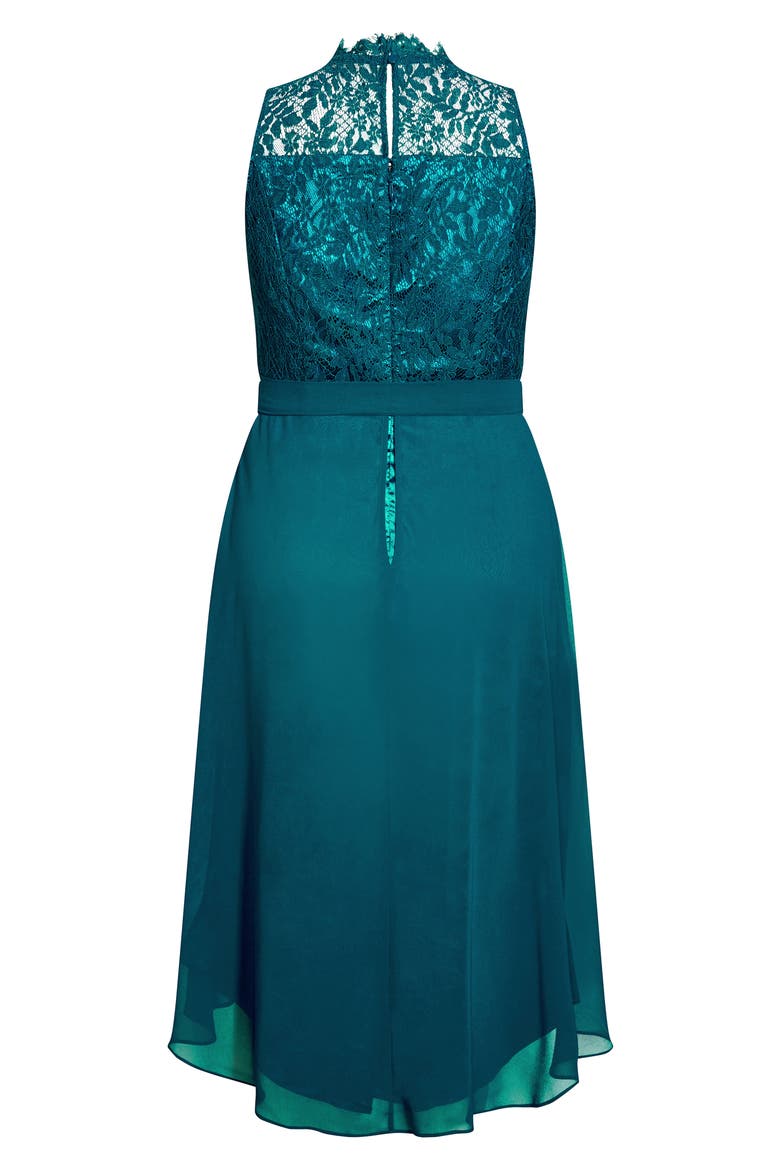 Vera Lace Sleeveless High-Low Dress, Alternate, color, TEAL