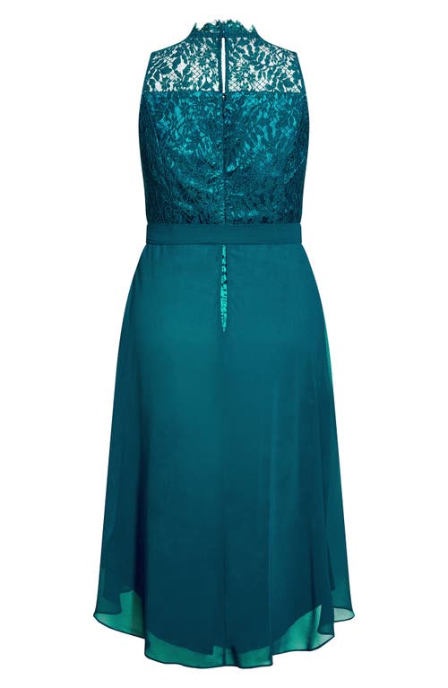 City Chic Vera Lace Sleeveless High-low Dress In Green