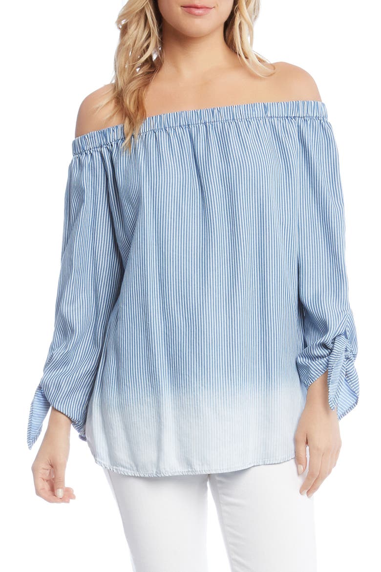 Off the Shoulder Stripe Tie Sleeve Top, Main, color, STRIPED