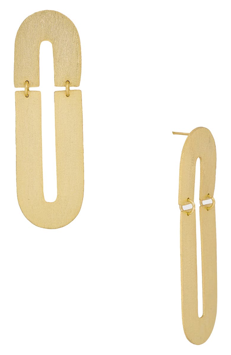 SAACHI Geometric Mirror Oval Drop Earrings, Main, color, Gold