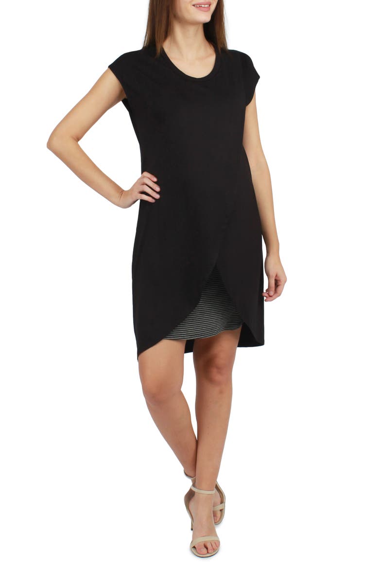 Lille Layered Maternity/Nursing Dress, Main, color, BLACK