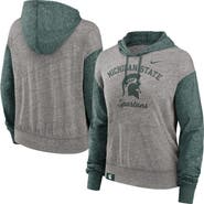 Nike Women's Nike Heather Gray/Green Michigan State Spartans Blitz Color Block Legacy Pullover Hoodie