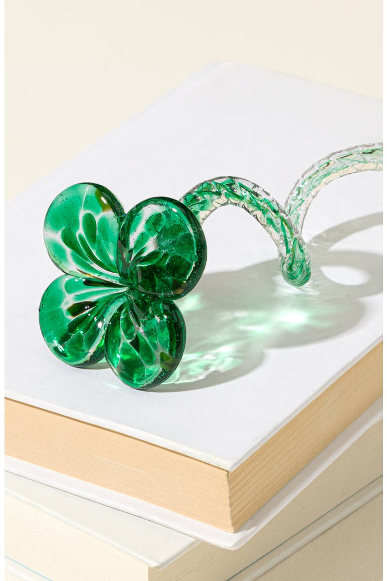 Glass Good Luck Clover, Main, color, Green