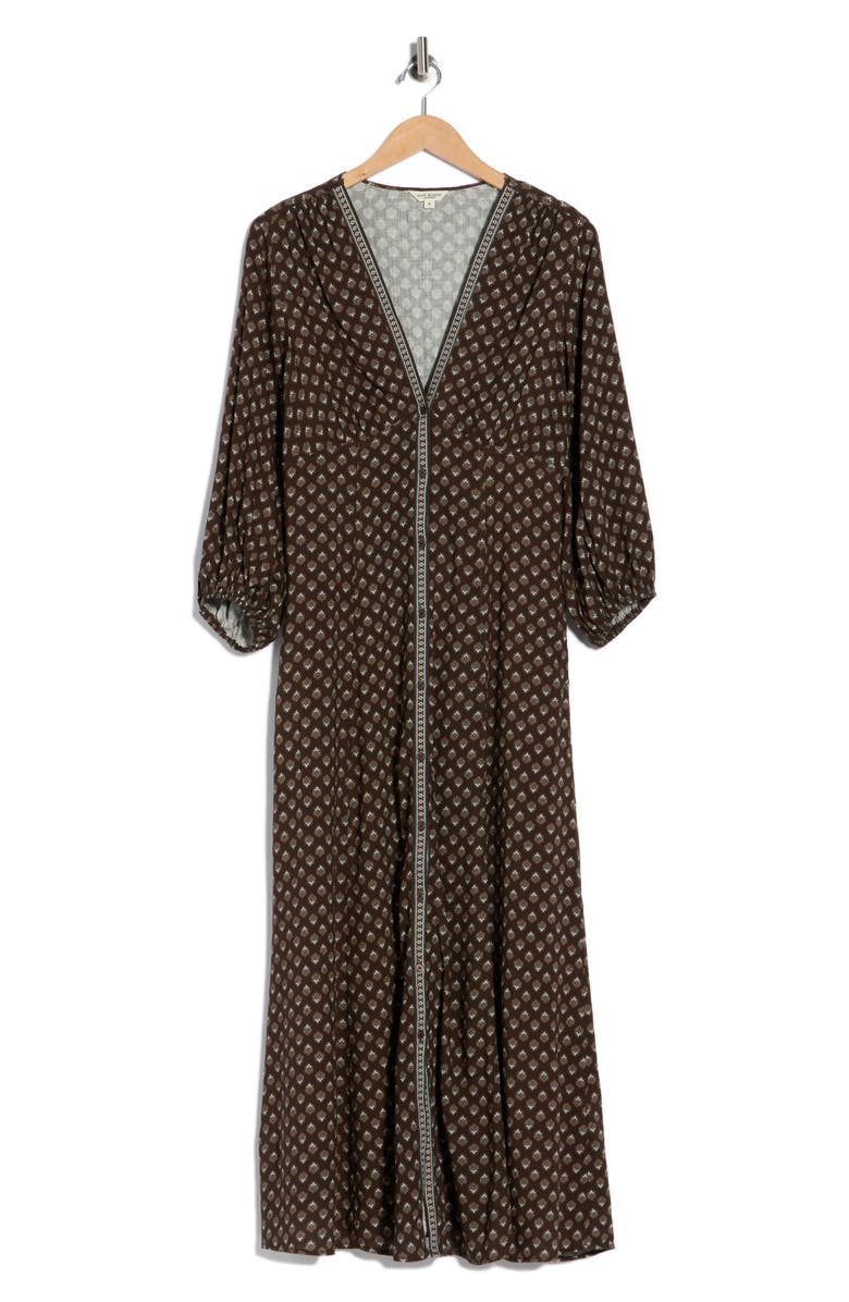 MAX STUDIO Three-Quarter Sleeve Maxi Dress, Alternate, color, Rust Copper/ Brown