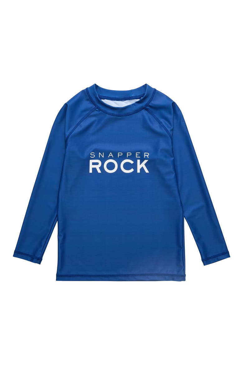 Kids' Logo Long Sleeve Rashguard Top, Main, color, BLUE