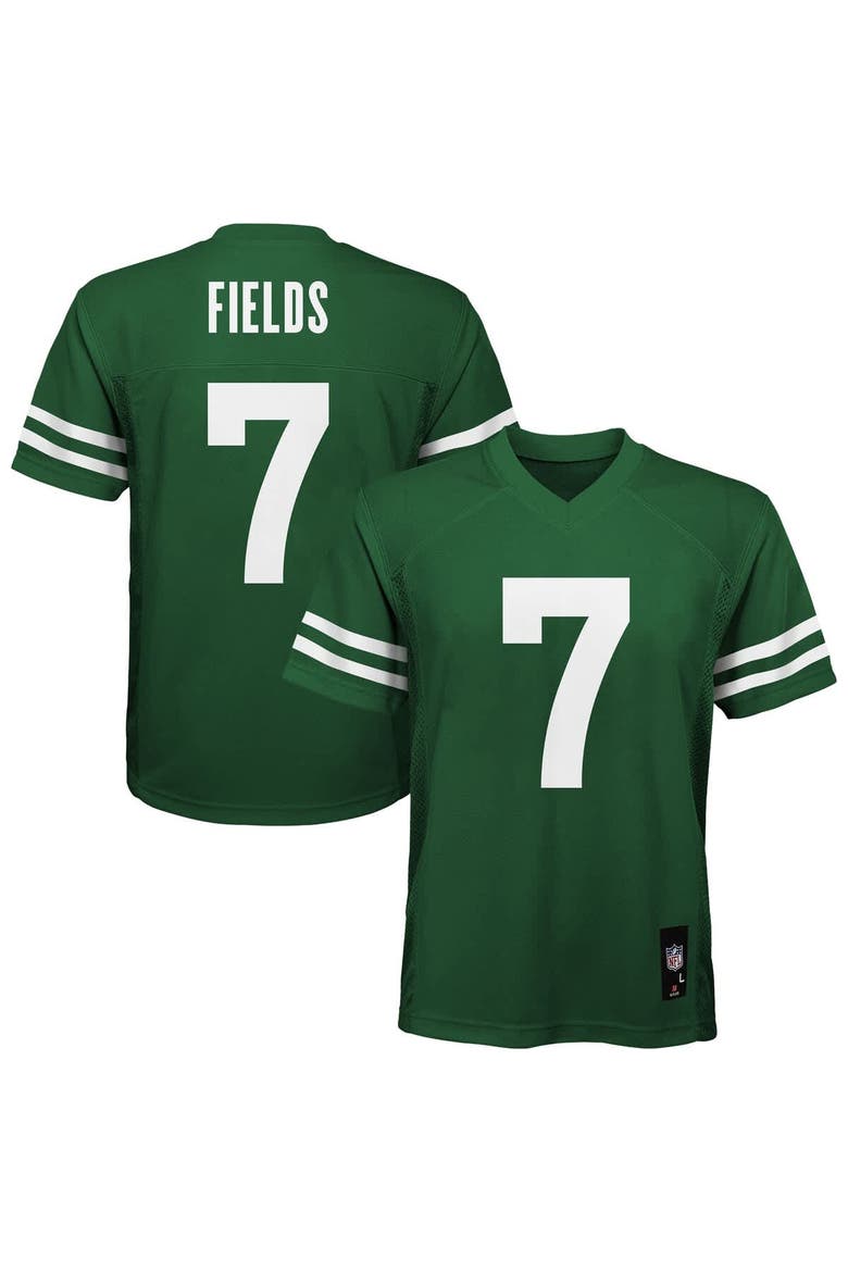 Youth Nike Justin Fields Legacy Green New York Jets Replica Player Jersey, Alternate, color, Green