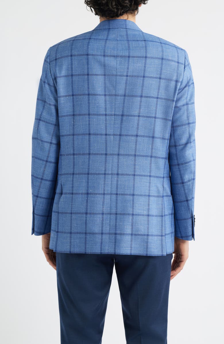 Peter Millar Flynn Classic Fit Blue Windowpane Check Wool Blend Sport Coat, Alternate, color, Medium Blue