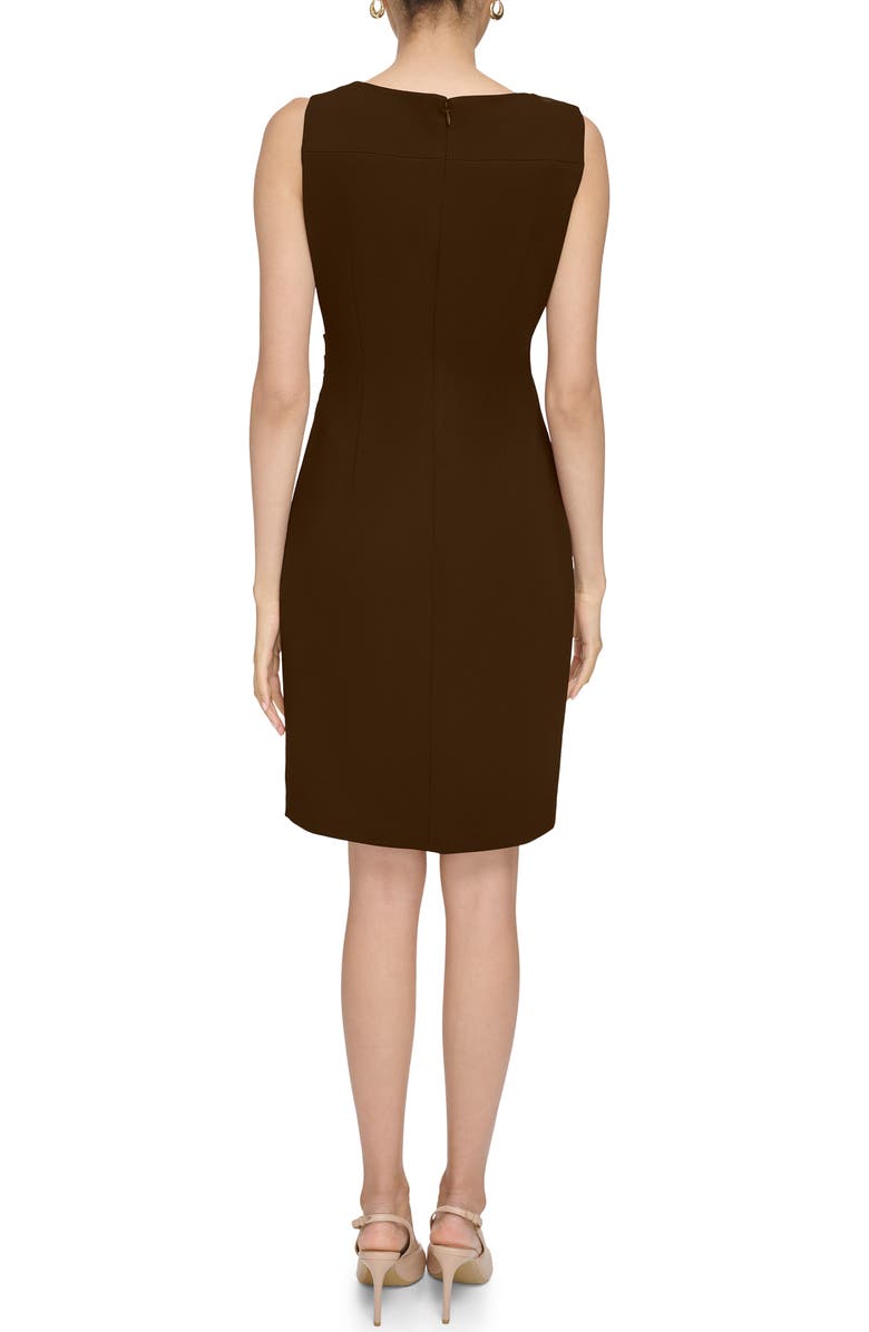Calvin Klein Sleeveless Side Ruched Sheath Dress, Alternate, color, Coffee Bean