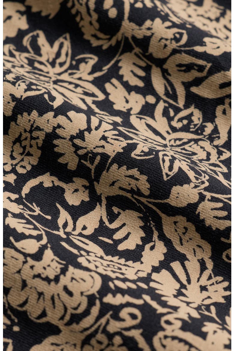 Organic Cotton Fit & Flare Cowl Neck Dress, Alternate, color, Paisley Blossoms Black