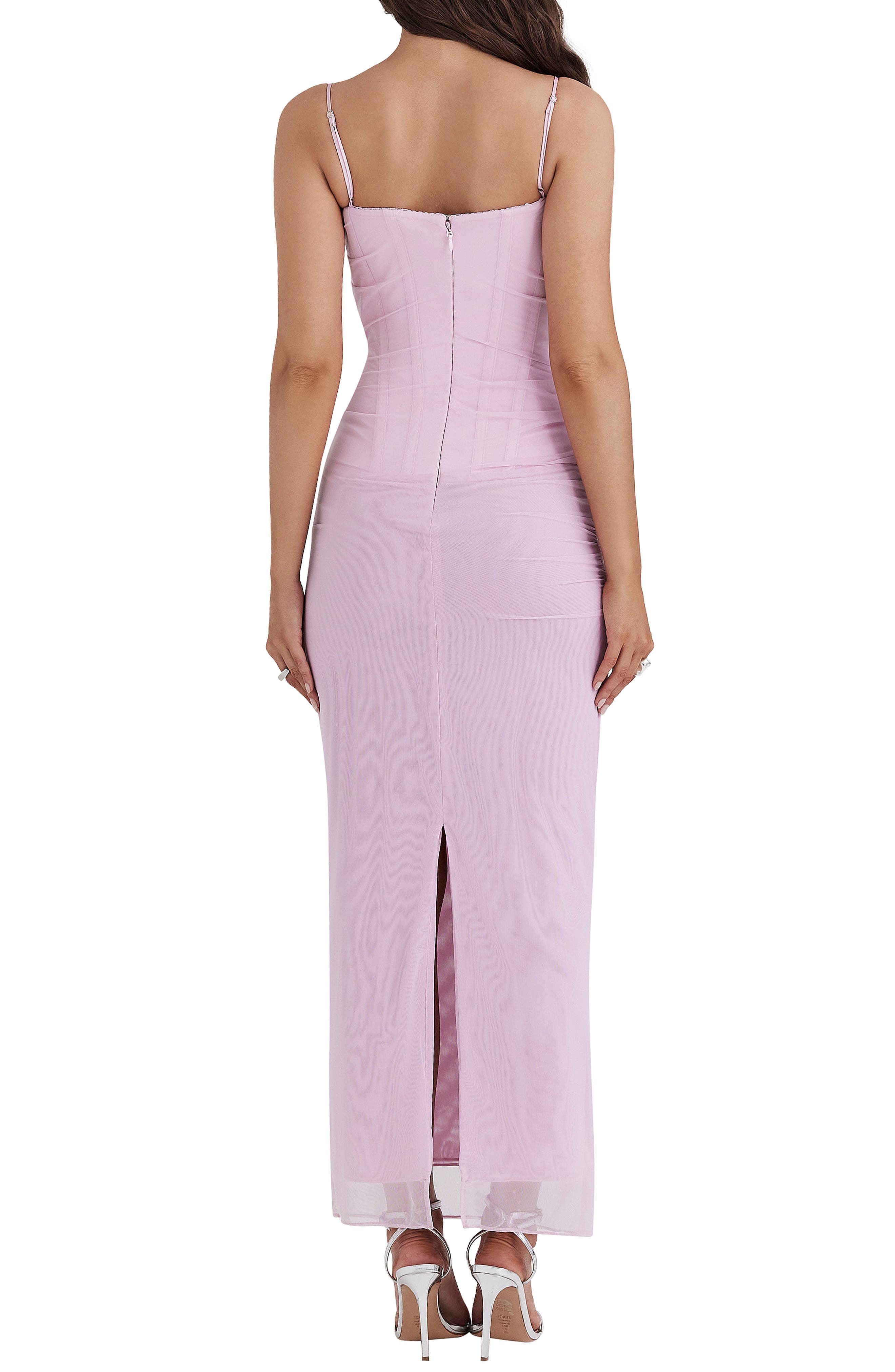 nalini mesh corset cocktail dress 'Nalini' Holly Red Stretch Mesh Corset Maxi Dress