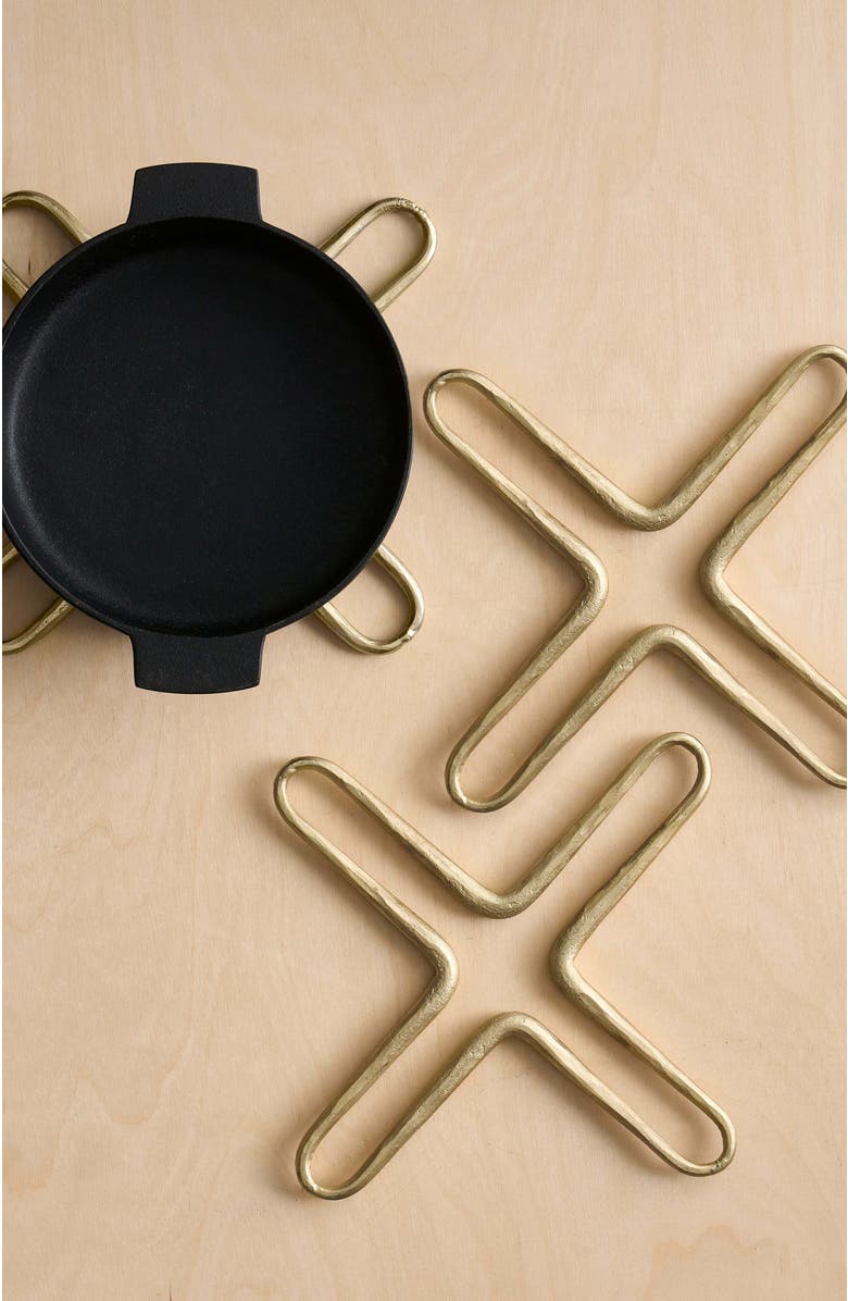 The Collective Home Forge Brass Trivets - Set of 2, Main, color, Gold