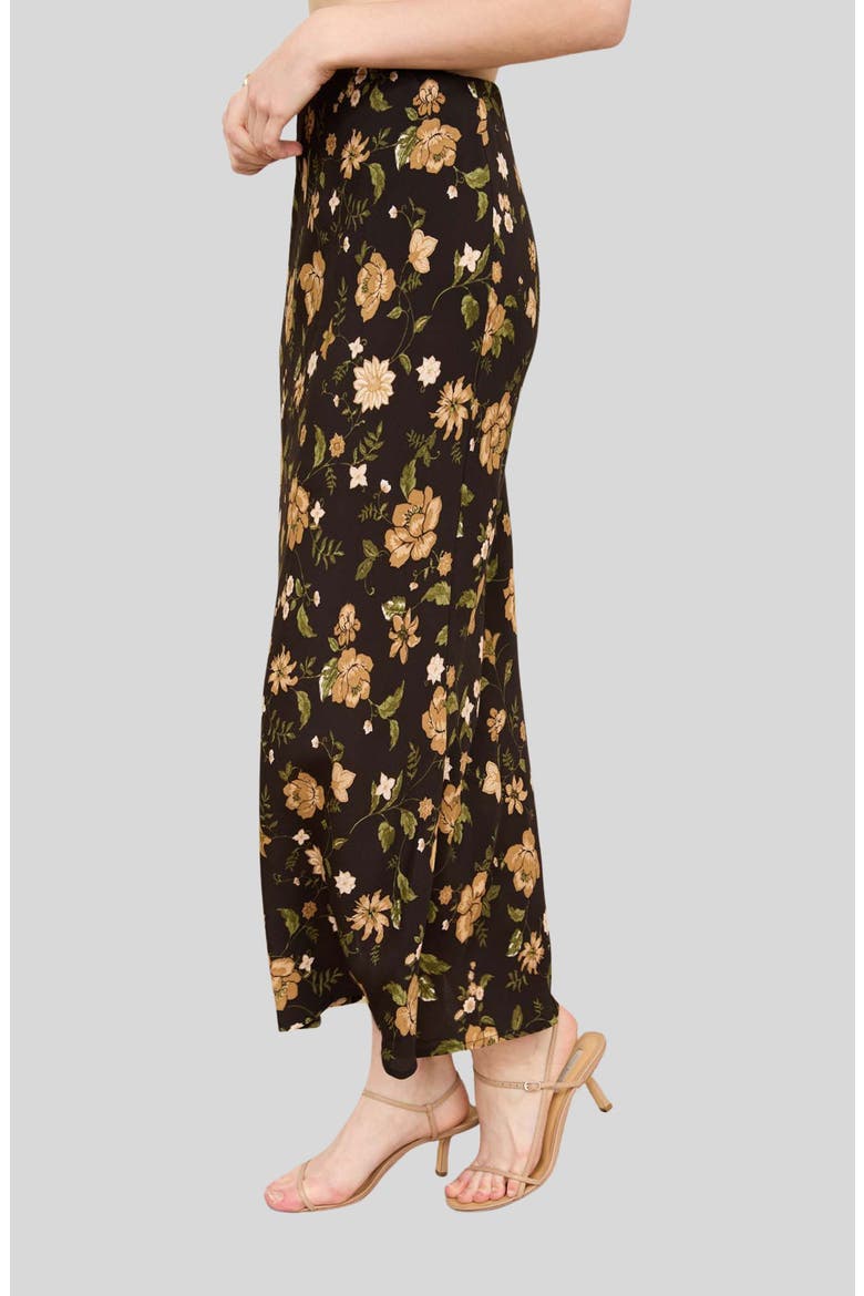 Floral Midi Skirt, Alternate, color, BLACK MULTI