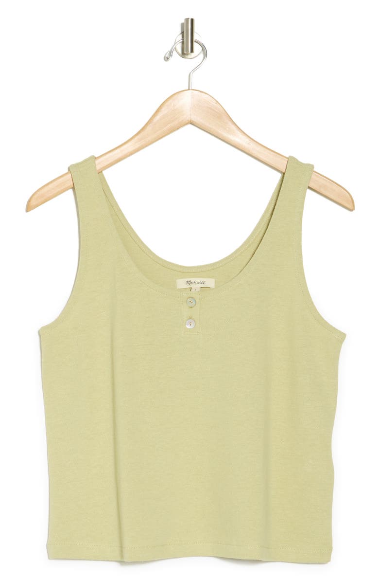 Madewell Pointelle Henley Tank, Alternate, color, Pale Lichen