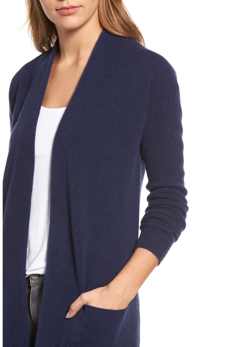 Rib Knit Wool & Cashmere Cardigan, Alternate, color, NAVY PEACOAT