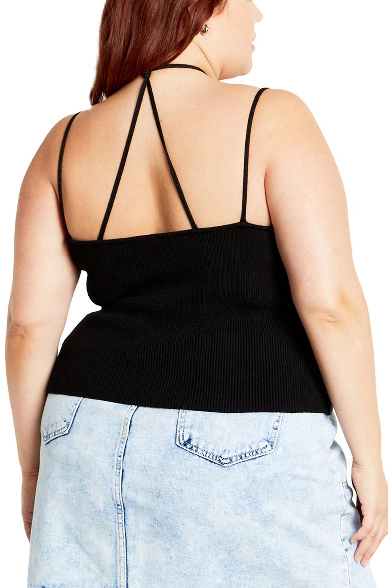 Jez Rib Strappy Camisole, Alternate, color, BLACK