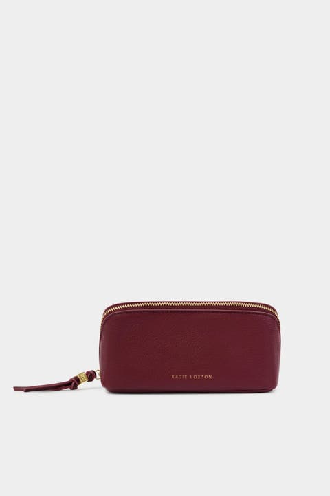 Fold-out Mirror Makeup Bag In Cherry