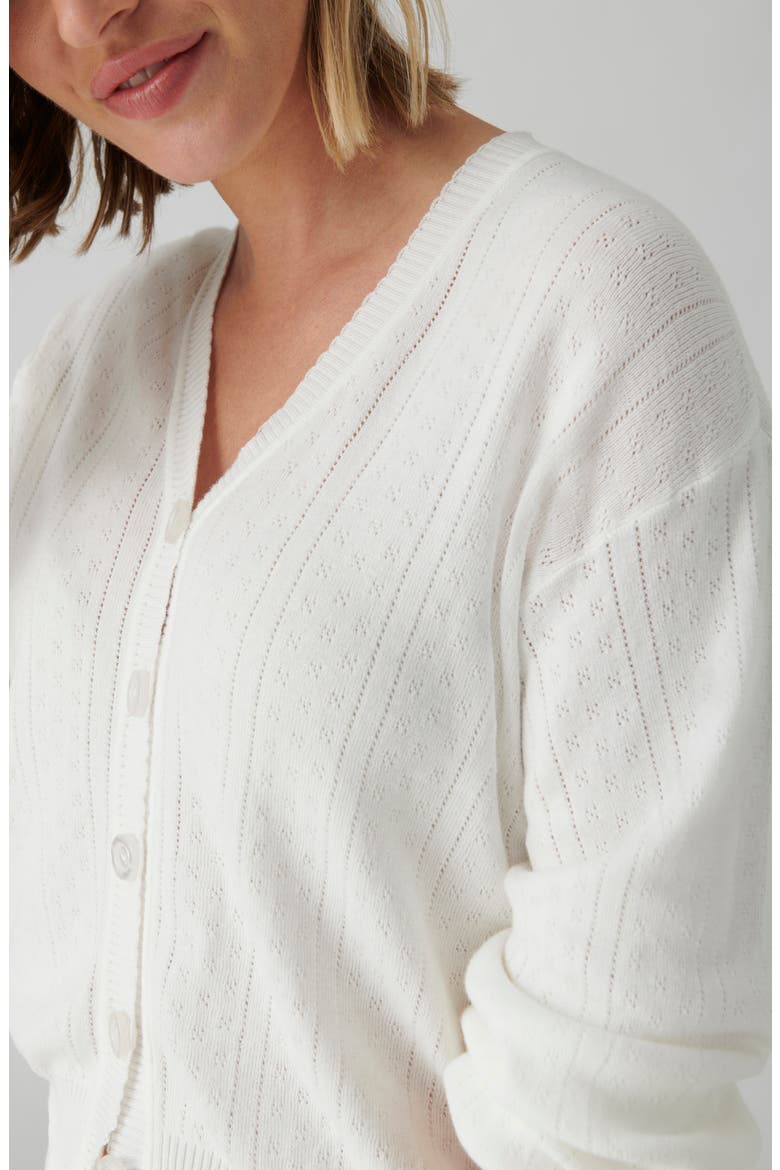 Sweetheart Cotton Pointelle Cardigan, Alternate, color, IVORY