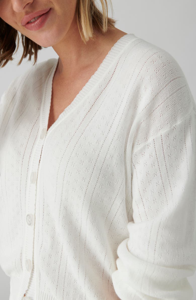 PJ Salvage Sweetheart Cotton Pointelle Cardigan, Alternate, color, 