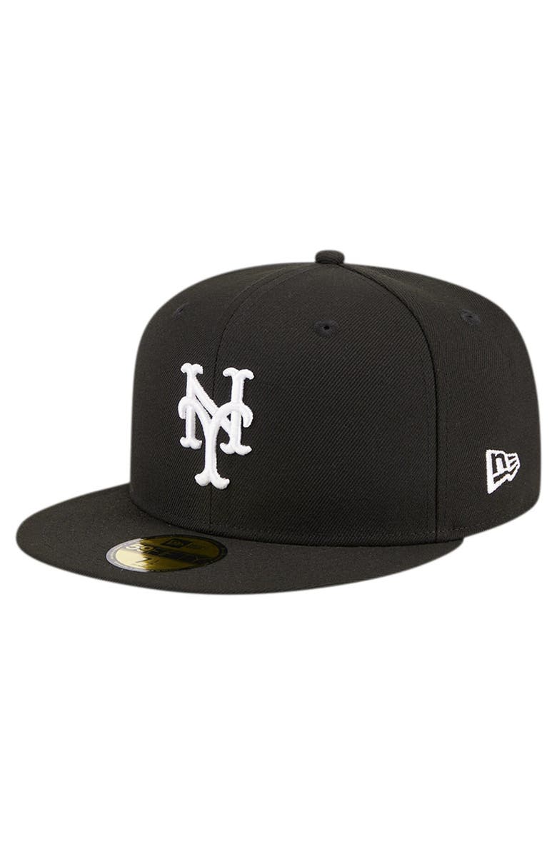 New Era Men's New Era Black New York Mets Logo 59FIFTY Fitted Hat, Alternate, color,