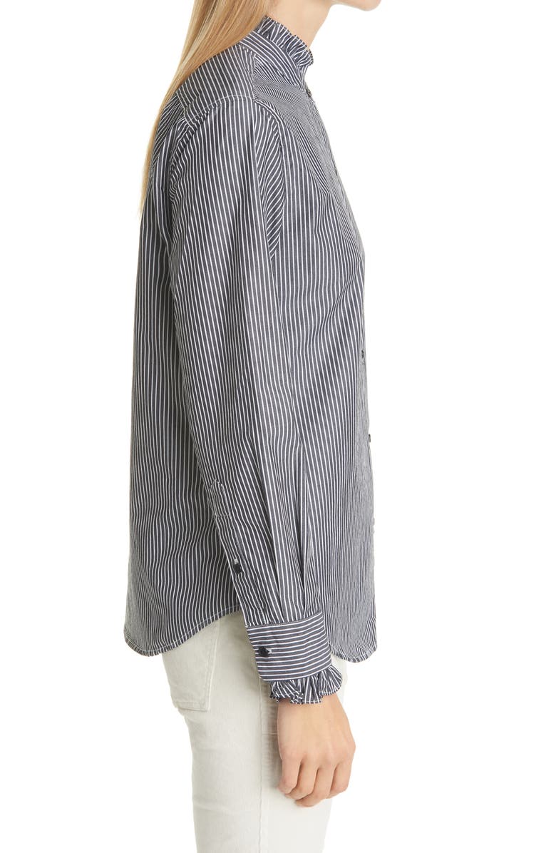 Nili Lotan Lydia Stripe Ruffle Trim Shirt, Alternate, color,