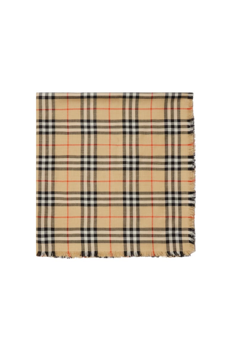 Burberry Check Cashmere Silk Scarf, Alternate, color, Sand