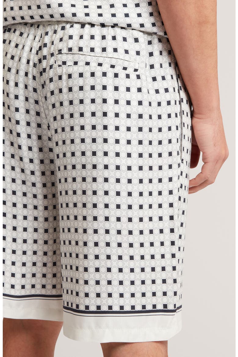Attlass Geometric Print Cotton & Linen Shorts, Alternate, color, ECRU