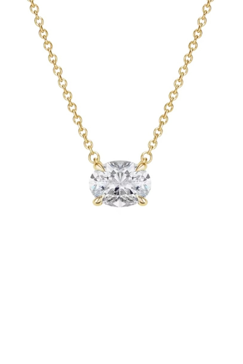 Elena Moissanite Solitaire Vermeil Necklace, Main, color, Gold