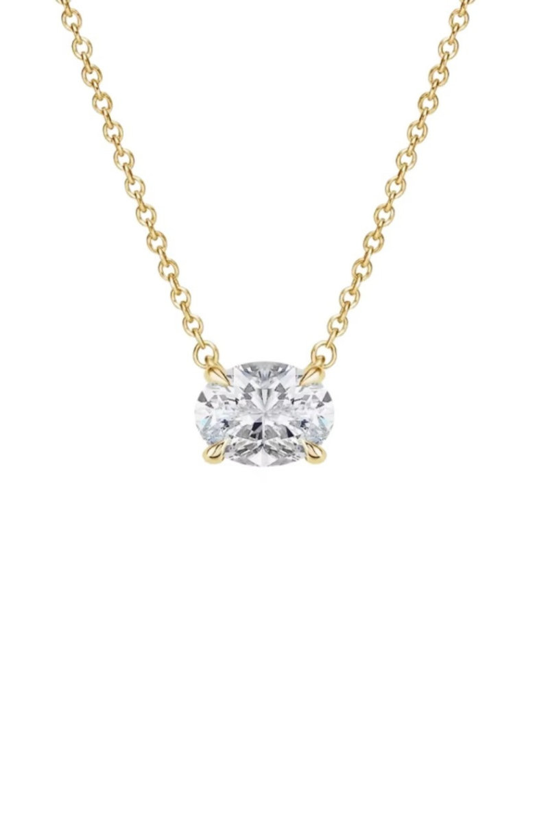 DLORIA Elena Moissanite Solitaire Vermeil Necklace, Main, color, Gold