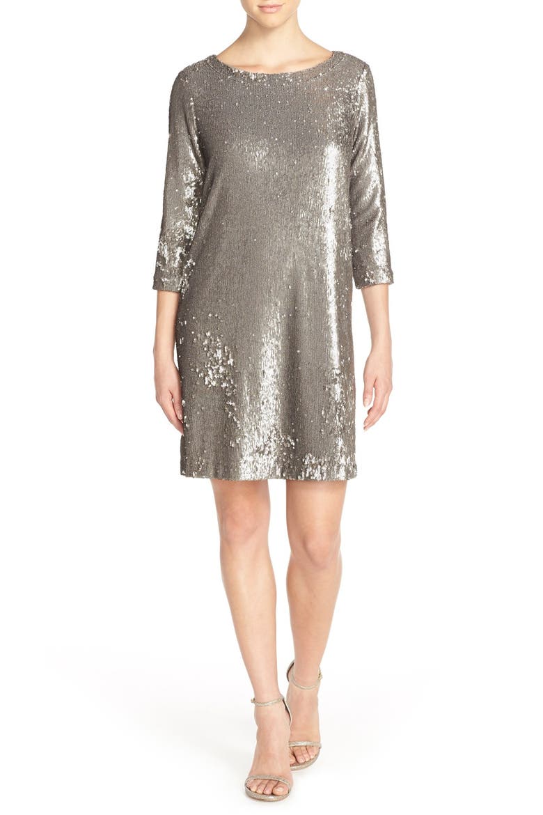 BB Dakota 'Miles' Sequin A-Line Dress, Alternate, color, PEWTER