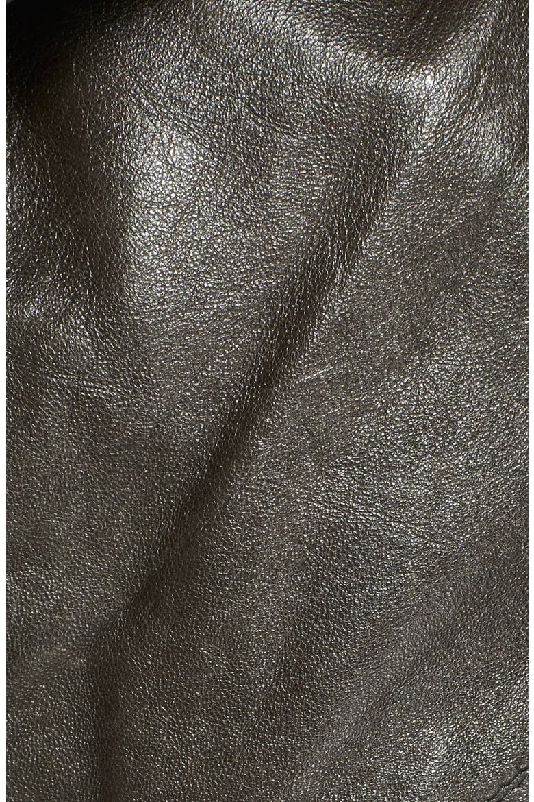 Lambskin Leather Hooded Biker Jacket, Alternate, color, DARK DUST