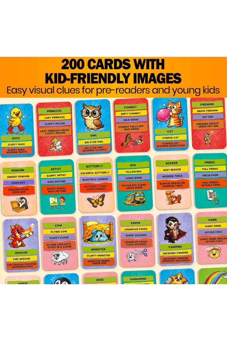 Kids Charades Card Game & Family Party Game for Ages 6+, Alternate, color, Express & Guess
