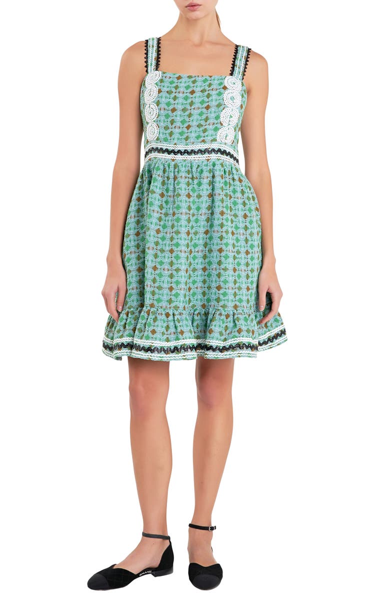 English Factory Square Neck Bouclé Minidress, Main, color, 