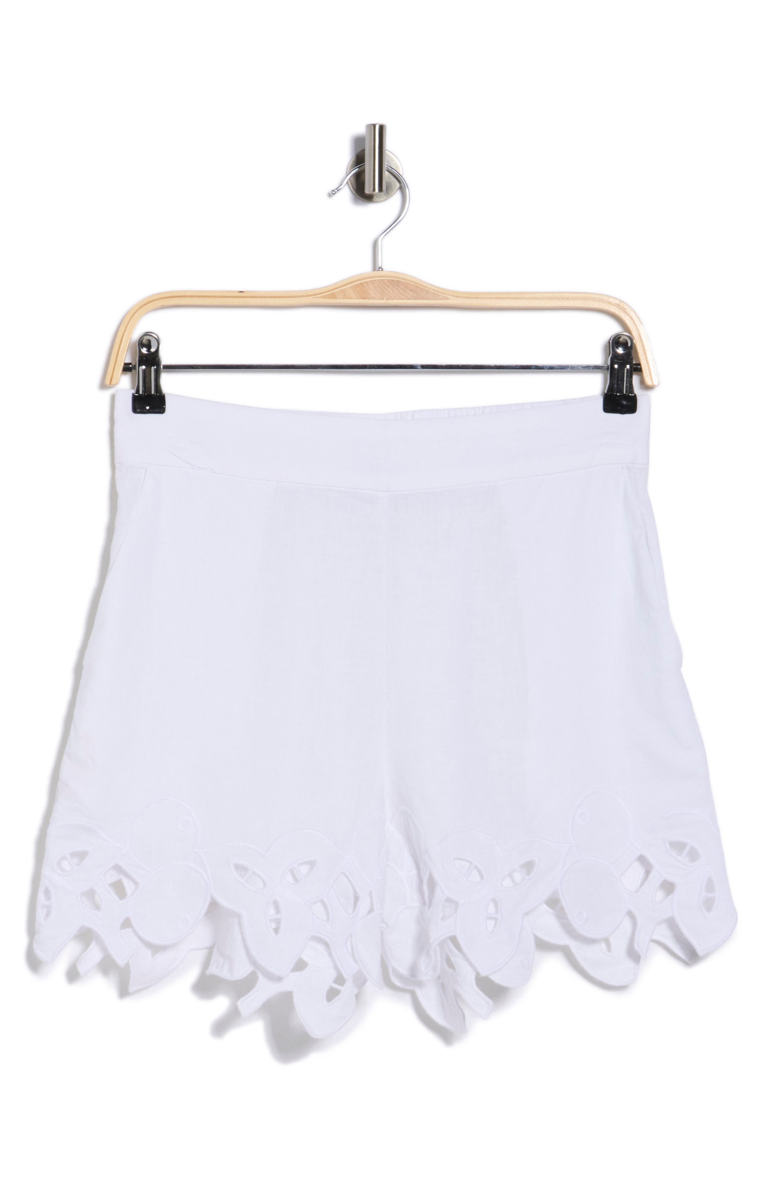 T Tahari Embroidered Hem Linen Blend Shorts