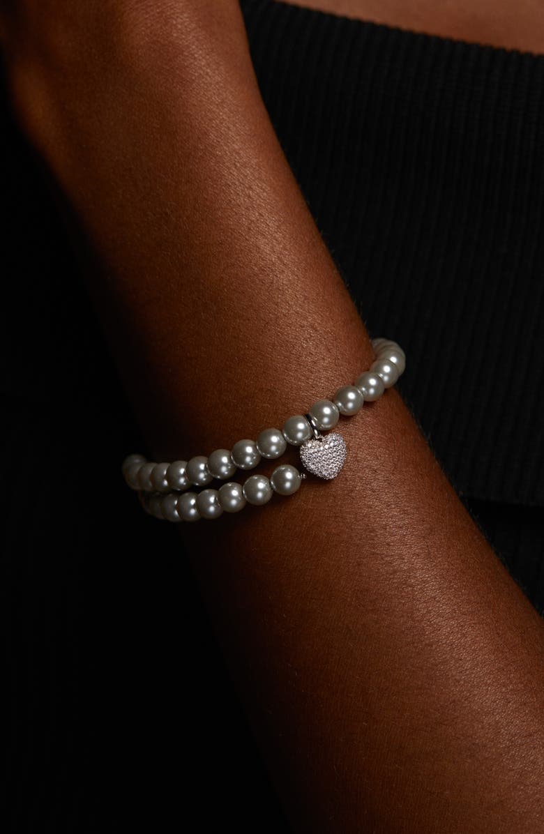 Nadri Poppy Double Wrap Bracelet, Alternate, color, Rhodium