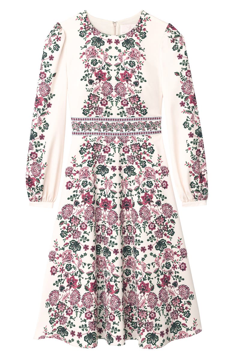 Gal Meets Glam Collection Chloe Floral Border Print A-Line Dress, Alternate, color, 