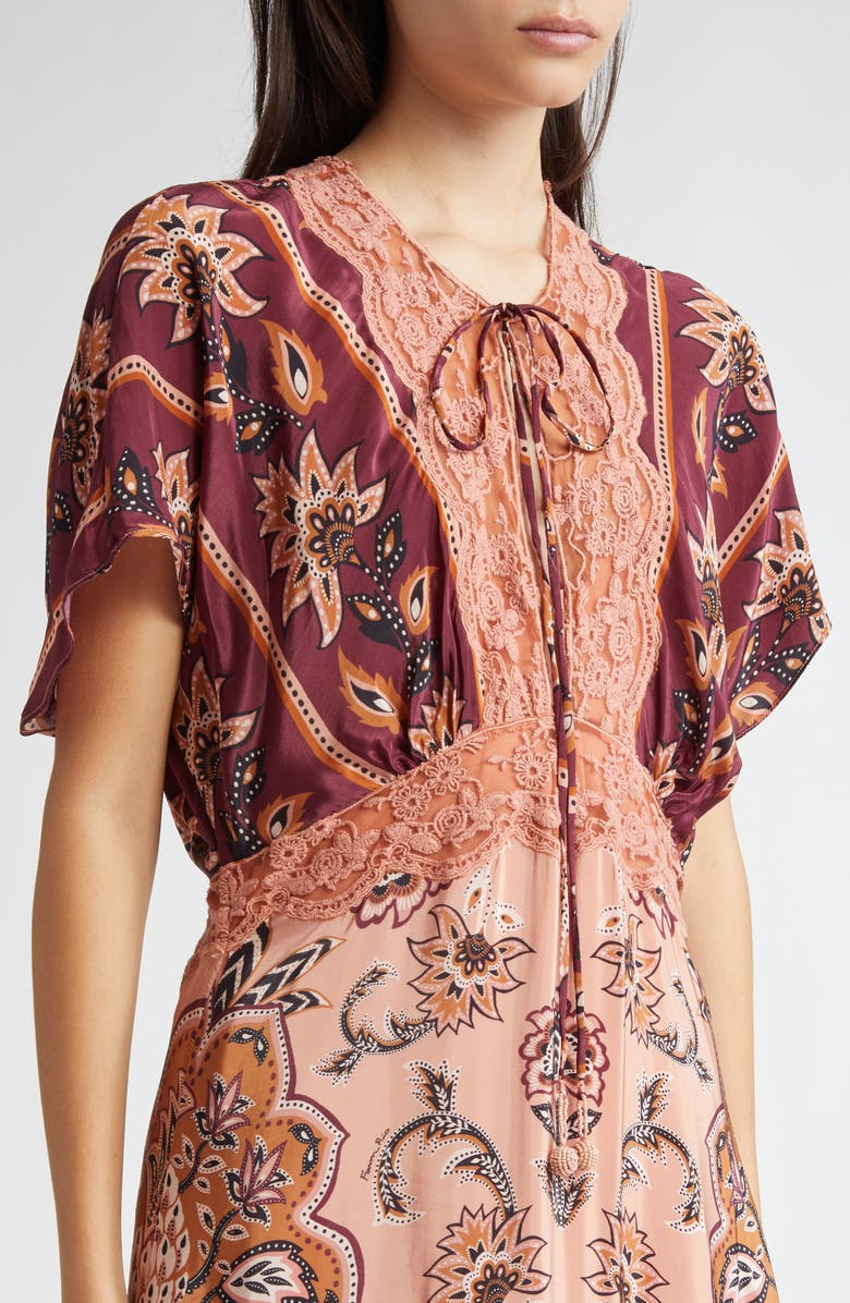 FARM Rio Glam Tapestry Lace Trim Maxi Dress, Alternate, color,