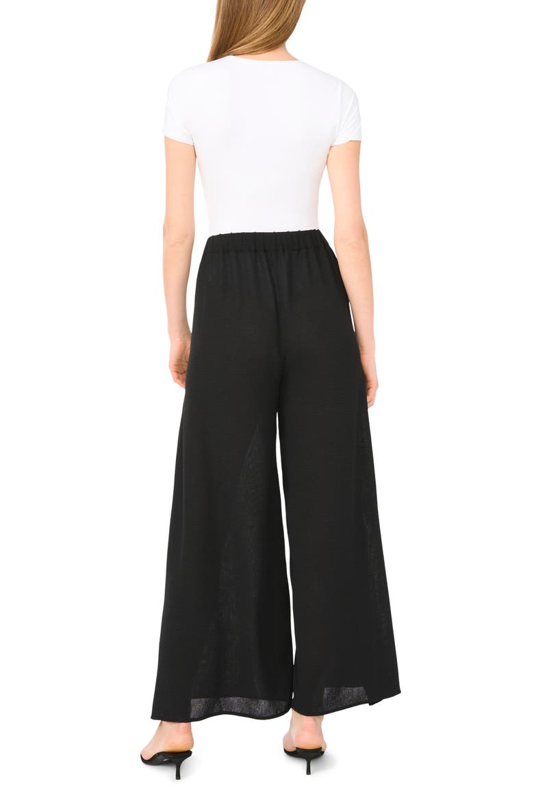 Tie Front Overlay Wide Leg Pants, Alternate, color, RICH BLACK