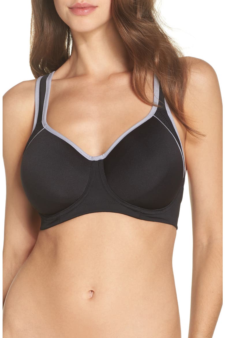 Lindsay Sport Underwire T-Shirt Bra, Main, color, BLACK/ LILAC GRAY