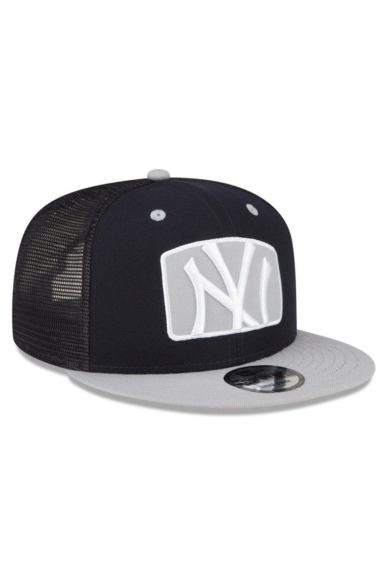 Men's New Era Navy New York Yankees Logo Zoom Trucker 9FIFTY Snapback Hat, Alternate, color, Navy